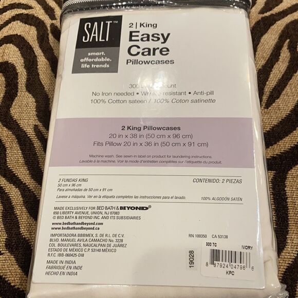 New SALT™ 300-Thread-Count Cotton Sateen Pillowcases (Set of 2) ivory - Picture 2 of 7